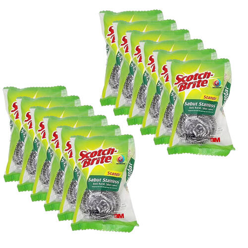 12PK Scotch Brite Stainless Steel Scrubbing Pad Durable Heavy Duty Cleaning