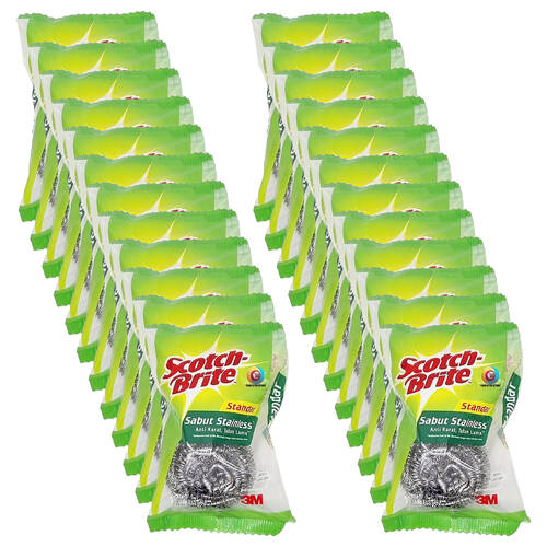 24PK Scotch Brite Stainless Steel Scrubbing Pad Durable Heavy Duty Cleaning
