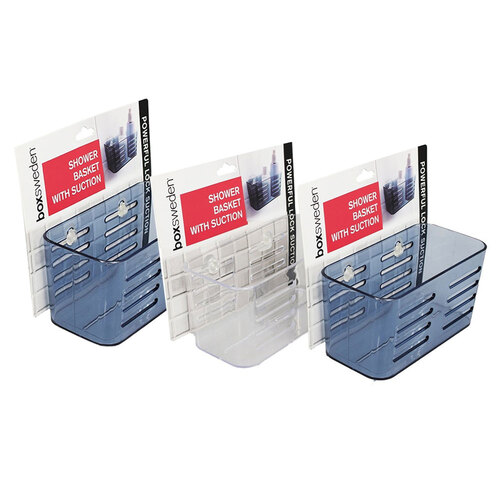 3PK Boxsweden Suction Bathroom Basket 15.5X8X8cm Assorted