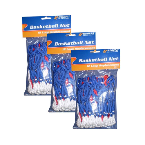 3PK Regent Basketball Ring/Rim Net Official Size - Red/White/Blue