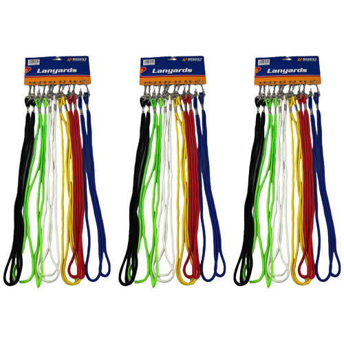 3x 12pc Regent All Purpose Versatile Durable Sturdy Lanyard Multi Colour