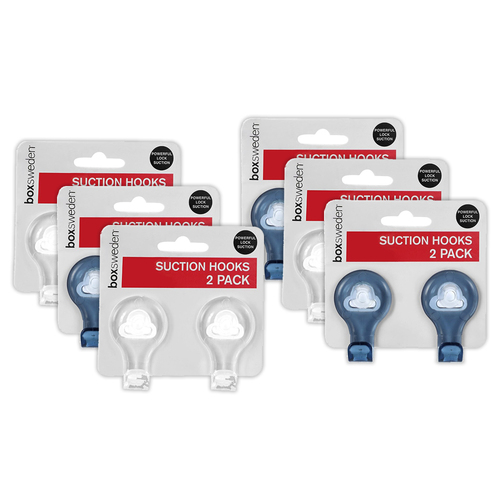 6x 2pc Boxsweden Bano 5.5cm Wall Suction Hook - Assorted