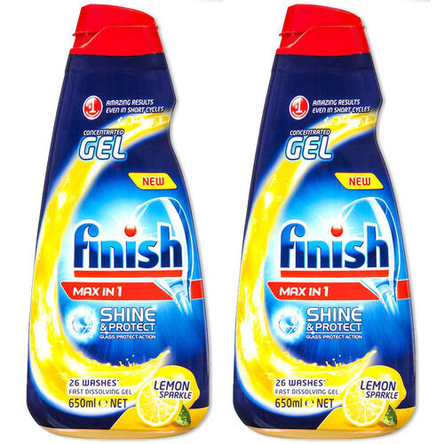 2PK Finish 650ml 26 Washes Concentrated Gel Lemon Dishwasher Liquid