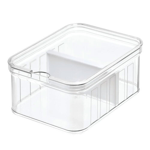iDesign Crisp Small Divided Fridge Bin 21.6 x 16.5 x 9.5cm Clear