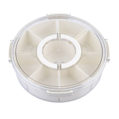 Pizzazz 9-Compartment Grazing Box w/ Carry Handles Round - Cream