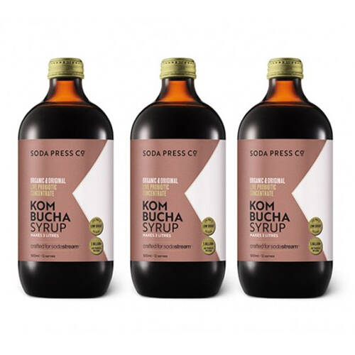 3PK Soda Press Co Organic Syrup 500ml - Kombucha