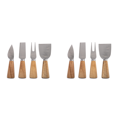 8pc Pizzazz Mini Cheese Knives w/ Acacia Wood Handle