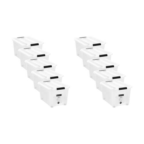 10PK Boxsweden Stow Storage Container 32L w/ Wheels 49.5x33.5x28cm Organisation