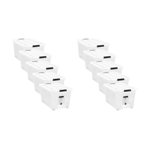 10PK Boxsweden Stow Storage Container 52L w/ Wheels 57x38.5x32.5cm Organisation