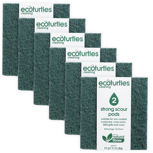6x 2pc Eco Turtles Super-Resistant Scourer Sponge Pads Home Kitchen/Bathroom 