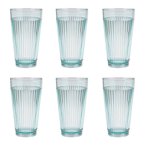 6PK Pizzazz Ripple Design Acrylic High Ball Tumbler Drinking Cup 450ml Green