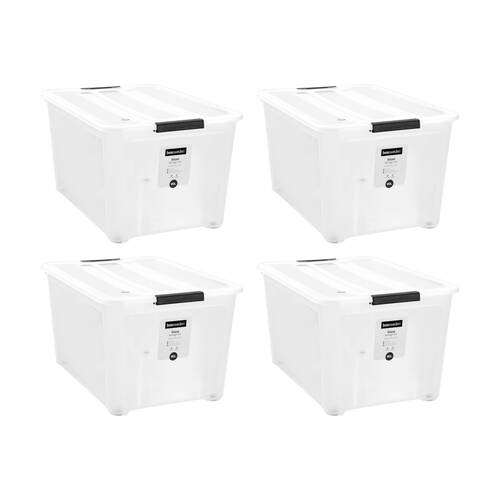 4PK Boxsweden Stow Storage Container 90L w/ Wheels 66x48.5x39cm Organisation