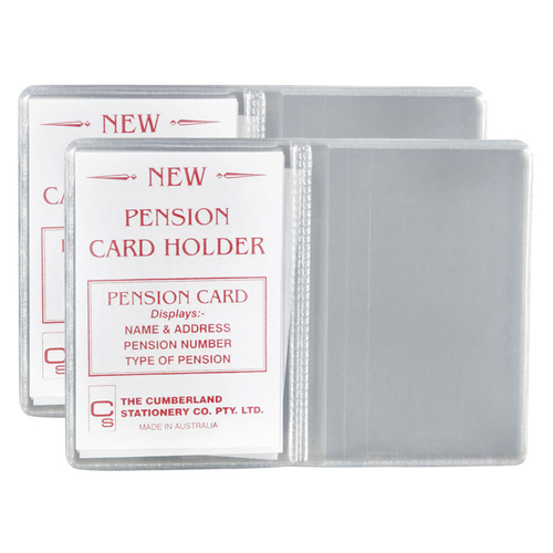 2PK Cumberland Pension Card Holder Dual Pocket Clear PVC 10x7cm