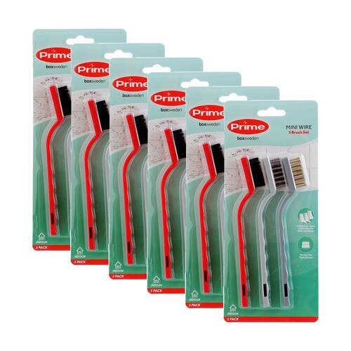 6x 3pc Boxsweden Prime Mini Wire Brush Set Heavy Duty Bristles for Cleaning