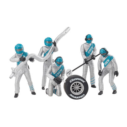5pc Carrera Pit Crew Mechanics Figurines Kids - Silver 8y+