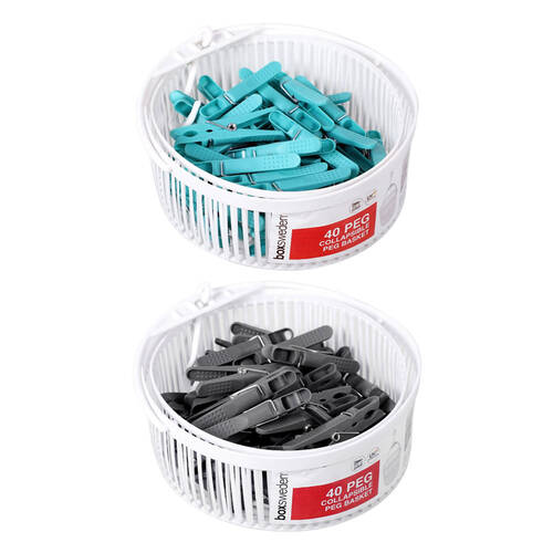 2PK Boxsweden Collapsible Peg Basket w/ 40 Pegs - Assorted