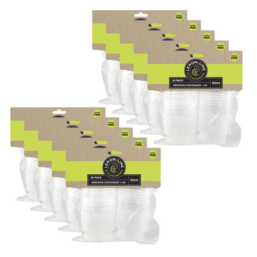 200pc Lemon & Lime 60ml Dressing Containers w/ Lid