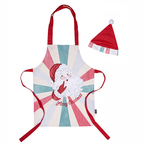 Ladelle Kids Recycled Cotton Festive/Seasonal Apron/Santa Hat Set