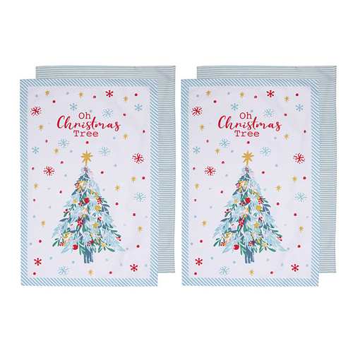 2x 2pc Ladelle Jingle Christmas Tree Kitchen/Tea Towels 45x70cm