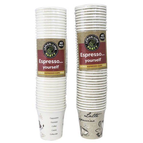 40PK Lemon & Lime 115ml Espresso Cups - Assorted Design