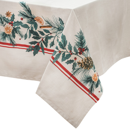 Ladelle Cotton Evergreen 150x300cm Rectangular Tablecloth/Cover