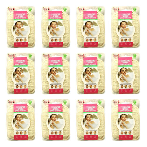 12PK Ideal Bath Exfoliating Sponge Body Scrub For Natural & Glowing Skin 12x12cm
