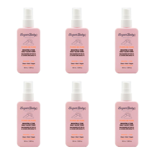 6PK Sugar Baby 100ml Pores Be Pure Brighten & Tone Daily Glow Tonic
