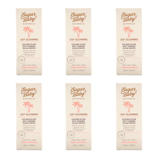 6PK Sugar Baby Get Glowing 40ml Golden Glow Self Tanning Glow Drops