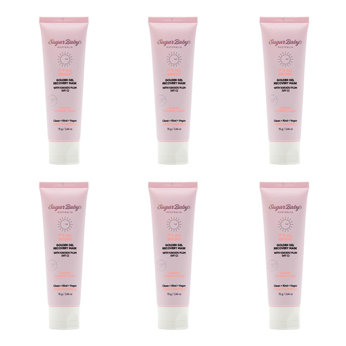 6PK Sugar Baby 75g Its All Bright Golden Gel Recovery Mask w/ Kakadu Plum Vit C