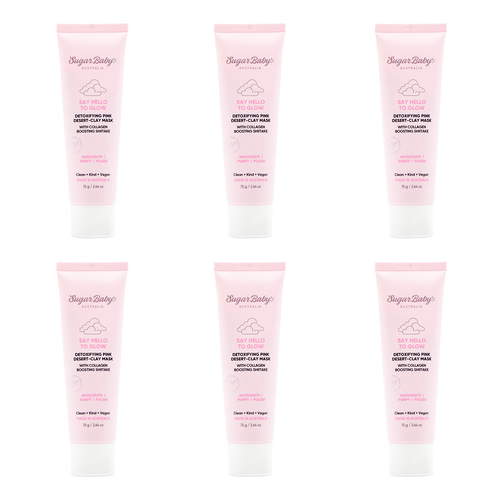 6PK Sugar Baby 75g Say Hello To Glow Detoxifying Pink Desert Clay Mask