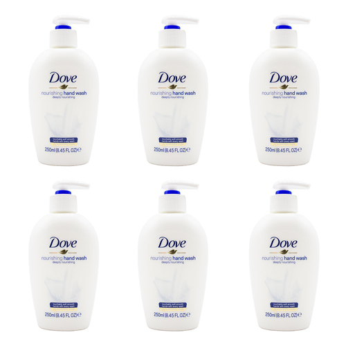 6PK Dove 250ml Deeply Nourishing Liquid Hand Wash Soap for Soft Skin