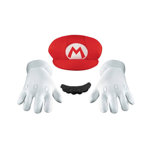 4pc Disguise Nintendo Mario Costume Hat/Gloves/Moustache Accessory Set Adult