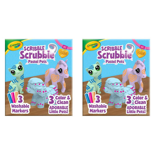 2x 3pc Crayola Scribble Scrubbie Pastel Pets Kids/Children 3y+