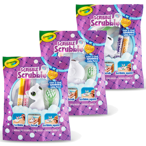 3PK Crayola Scribble Scrubbies Pets Refresh Assorted 3y+