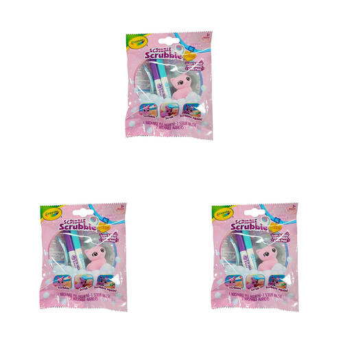 3PK Crayola Scribble Scrubbie Art & Craft Kit Pastel Pets Kids Assorted 3y+