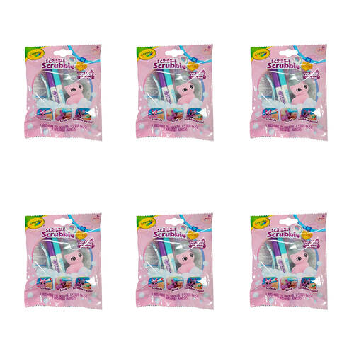 6PK Crayola Scribble Scrubbie Art & Craft Kit Pastel Pets Kids Assorted 3y+