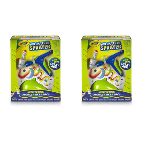 2PK Crayola Mini Marker Airbrush Sprayer w/ Washable Markers Kids 6y+