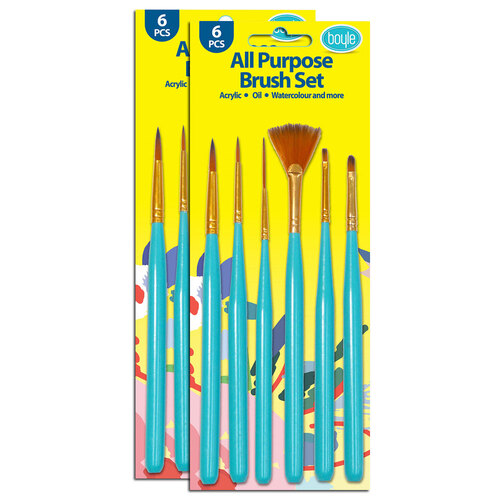 2x 6pc Boyle All Purpose Soft Art/Craft Paint Brush Set