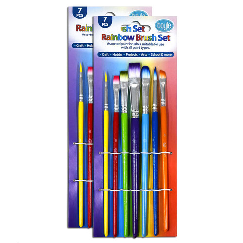 2x 7pc Boyle Rainbow Paint Brush Set Painting Tool For Acrylic/Watercolour