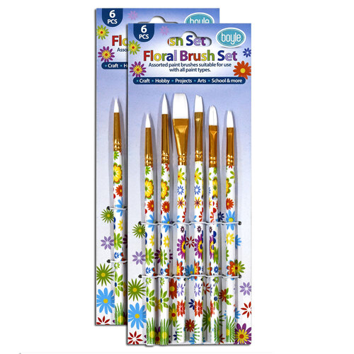2x 6pc Boyle Floral Paint Brush Set Painting Tool For Acrylic/Watercolour