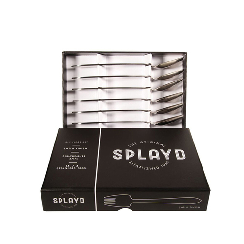 6pc Splayd Black Label 18cm Stainless Steel Satin Knife/Spork Set - Silver