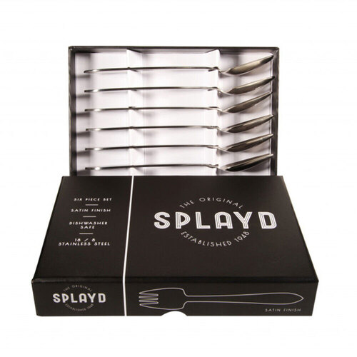 6pc Splayd Kitchen Forks Black Label S/S Satin Set