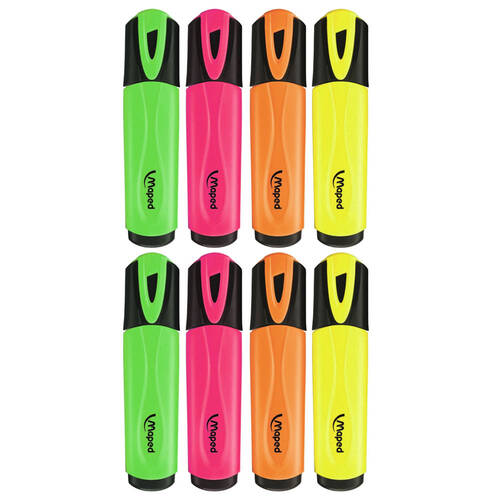 2x 4pc Maped Flu Quality Neon Hightlighter Assorted Colours