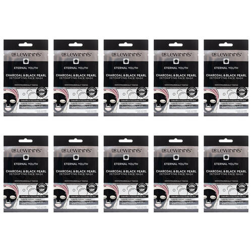 10PK Dr Lewinns 20ml Charcoal & Black Pearl Detoxifying Face Mask