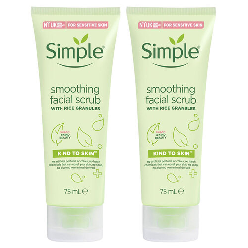 2PK Simple 75ml Smoothing Facial Scrub With Rice Granules