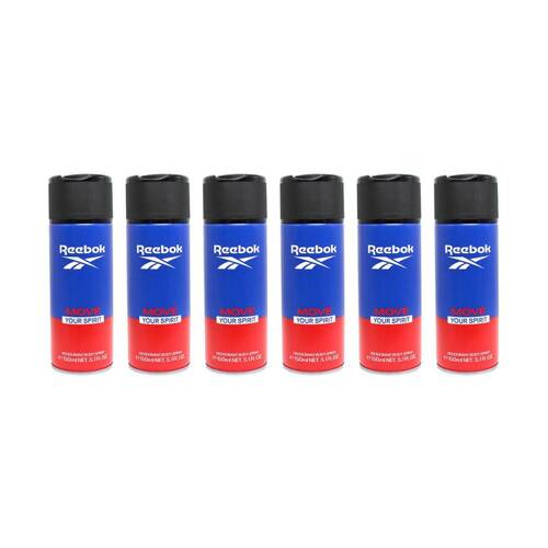 6PK Reebok Men's Vegan Sporty Deodorant Body Spray 150ml Move Your Spirit