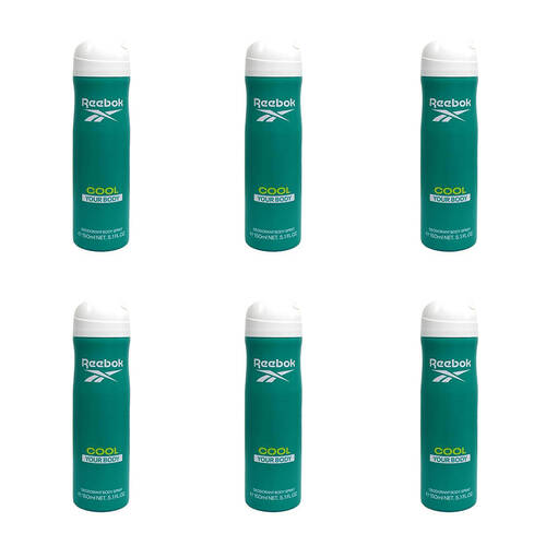 6PK Reebok Women Deodorant Scented Body Spray Fragrance 150ml Cool Your