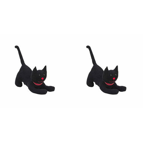 2PK Annabel Trends Animal Doorstop 40x20cm Home Decor - Cat Black Cord