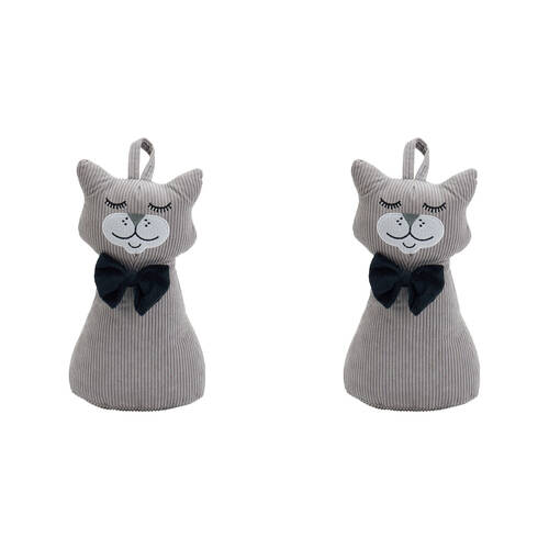 2PK Annabel Trends Animal Doorstop 30x15cm Home Decor Happy Cat - Grey