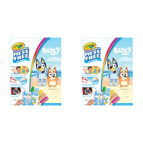 2PK Crayola Colour Wonder Mess Free Colouring Pages w/ Marker Bluey 3y+